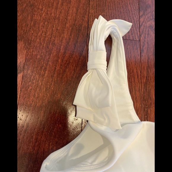 Zimmerman Peggy Bow one shoulder swimsuit sz 4 ivory white - Picture 6 of 15